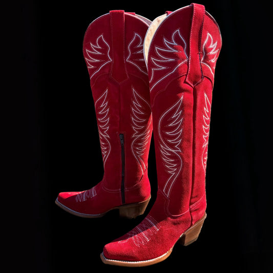 Women’s Valentina Roja Knee High Suede Snip Toe Boots