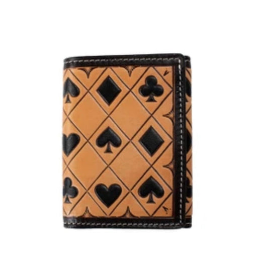 3D Trifold Wallet Card Suits - Brown