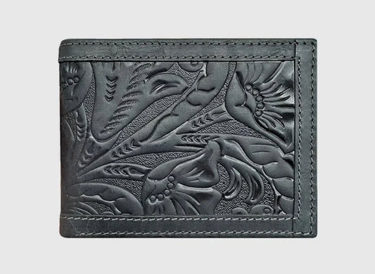 Men’s Wrangler Texas Rose embossed leather body with stitched leather trim wallet