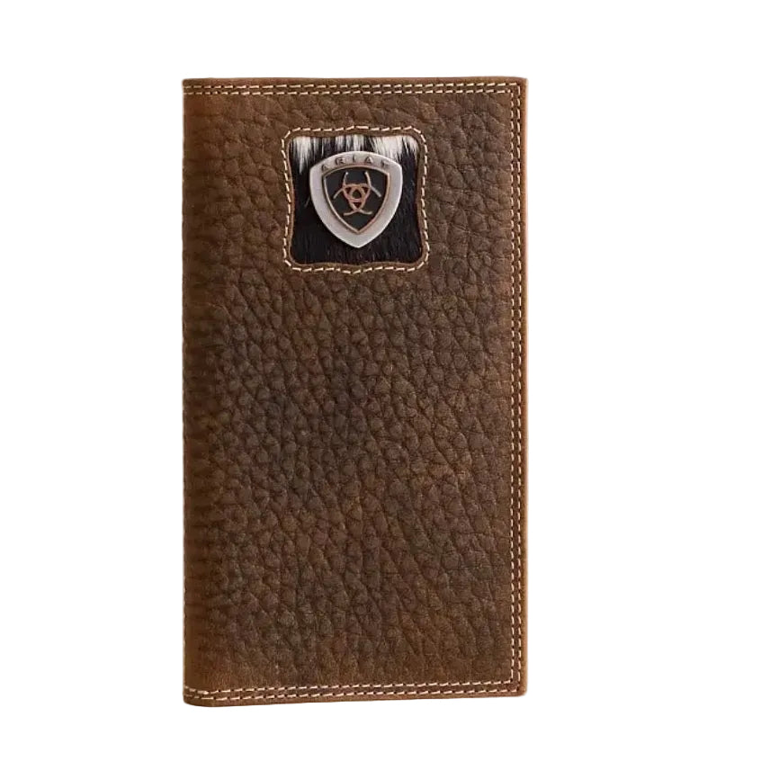 Ariat Bown and White Calf Hair Inlay Rodeo Wallet