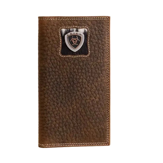 Ariat Bown and White Calf Hair Inlay Rodeo Wallet