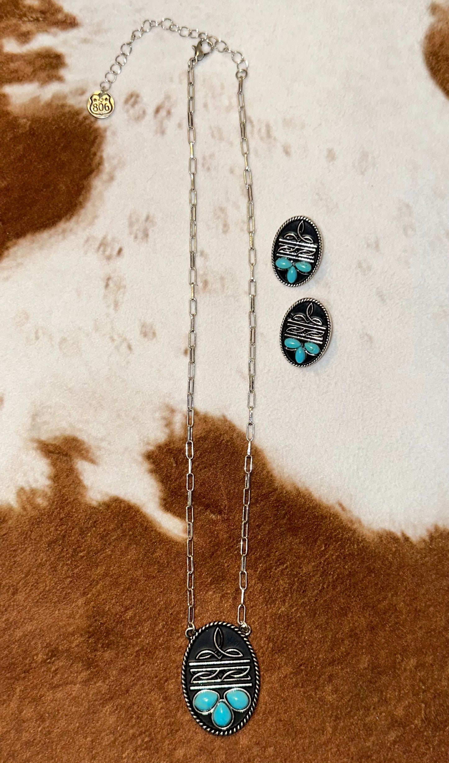 Boot Stitch Necklace and
Earring Set