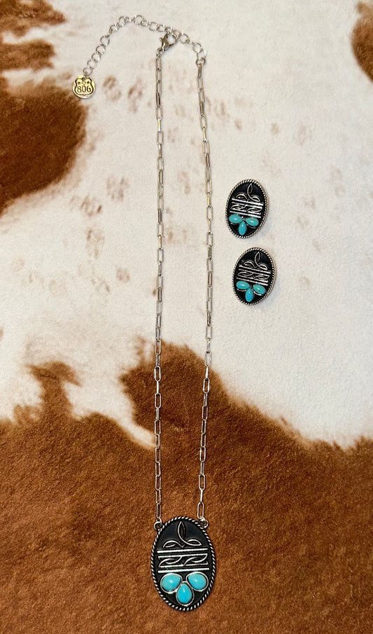 Boot Stitch Necklace and
Earring Set