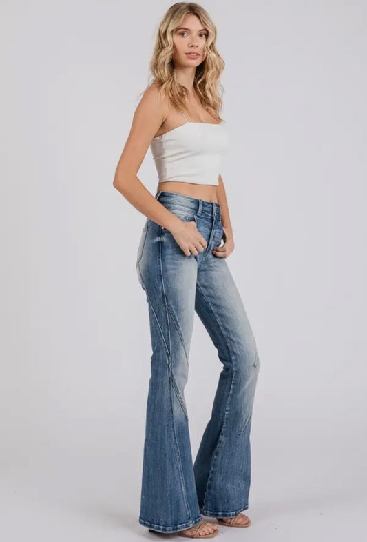 Women’s High Rise Stretch Flare with Side Seam Detail Jean