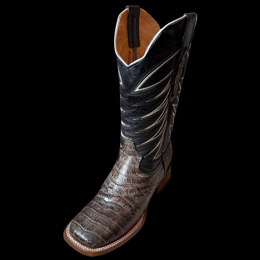 Men’s Crocodile Belly Print-Cenizo Coco Square Toe
