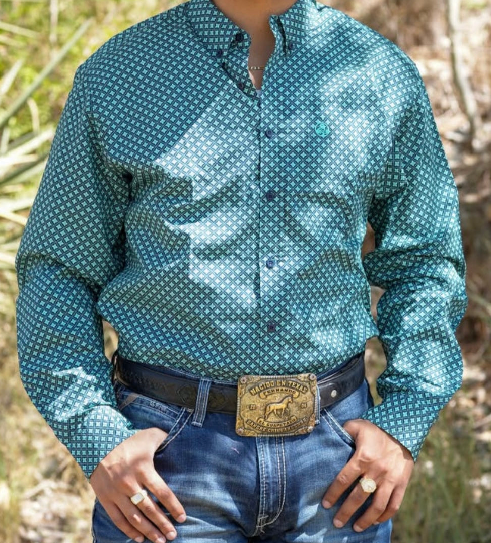 Men’s Dark Green Slim Fit Classic Fit Button Up Shirt