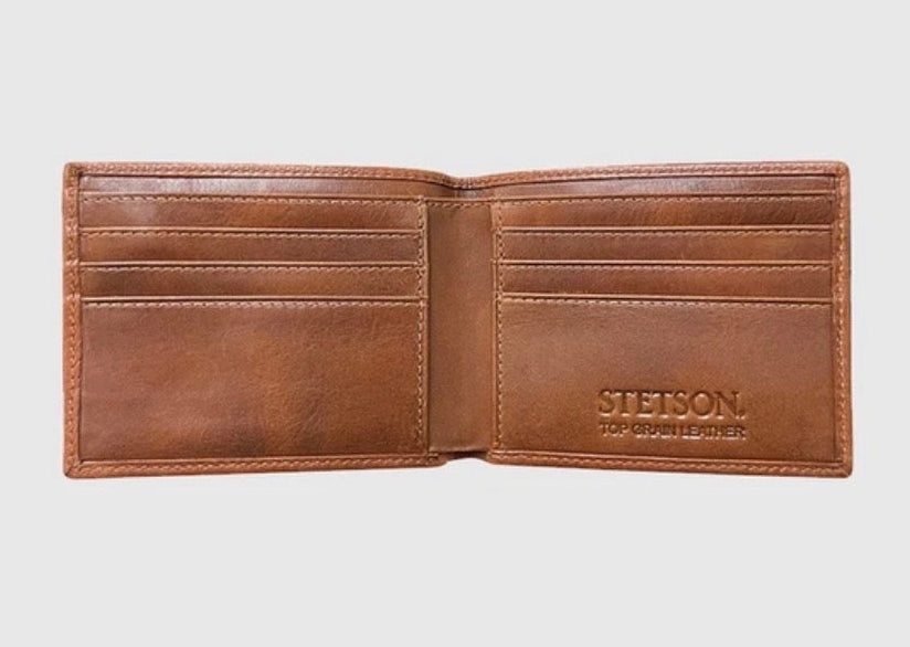 Men’s Stetson Bifold Top grain basketweave embossed leather wallet