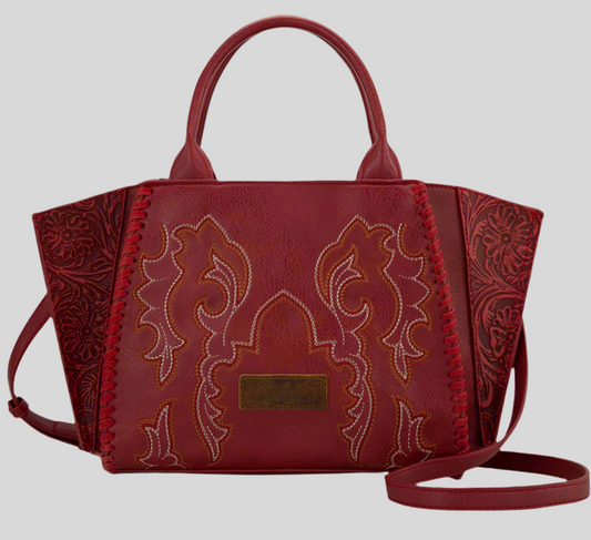 WRANGLER EMBROIDERED BOOT SCROLL TOTE BAG AND BIFOLD WALLET SET