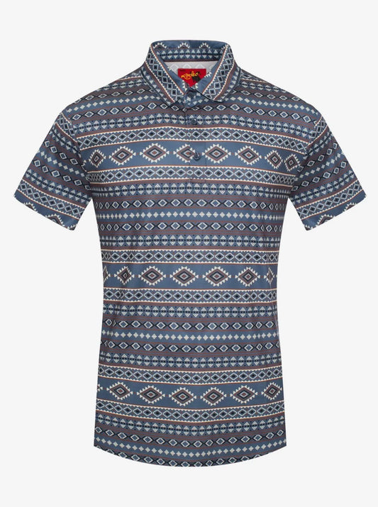 Men's Short Sleeve Printed Western Polo Shirt