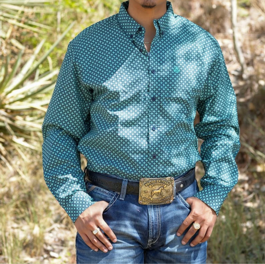 CueroLine Dark Green Slim Fit Classic Fit Button Up Shirt