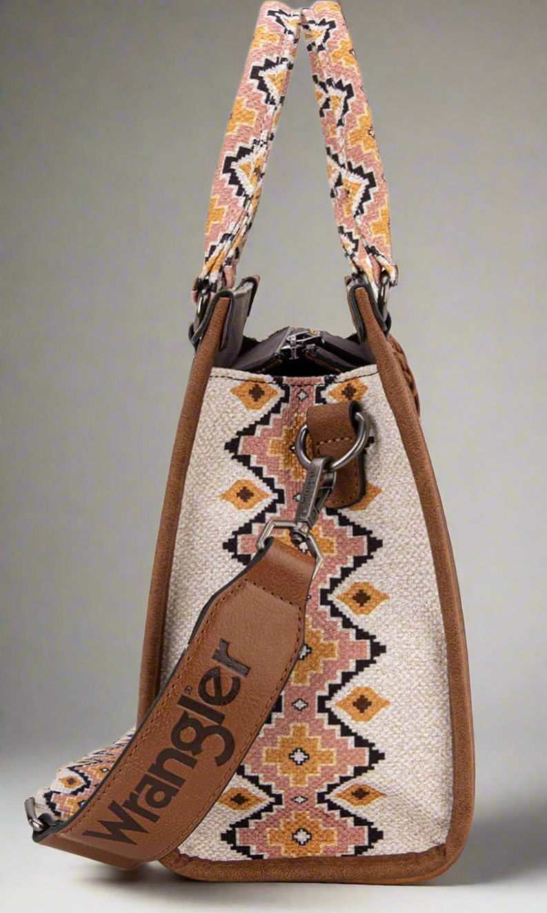 Wrangler Aztec Print Tote/Crossbody and Credit Card Holder Wallet Set