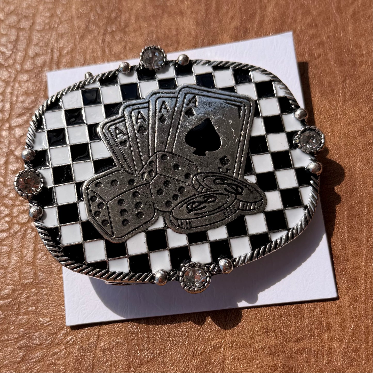 Western Belt Buckle Checker Checkered Pattern