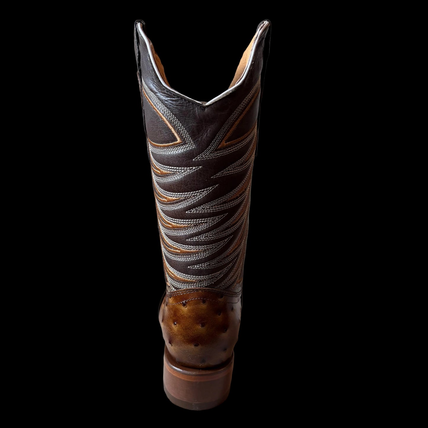 Men’s Ostrich Print-Miel Dorada Square Toe