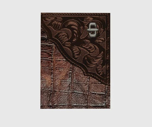 Stetson Men's Croco Embossed Tri-Fold Leather Wallet