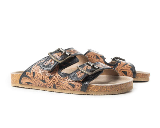 Falling Feather Sandals-Black and Brown