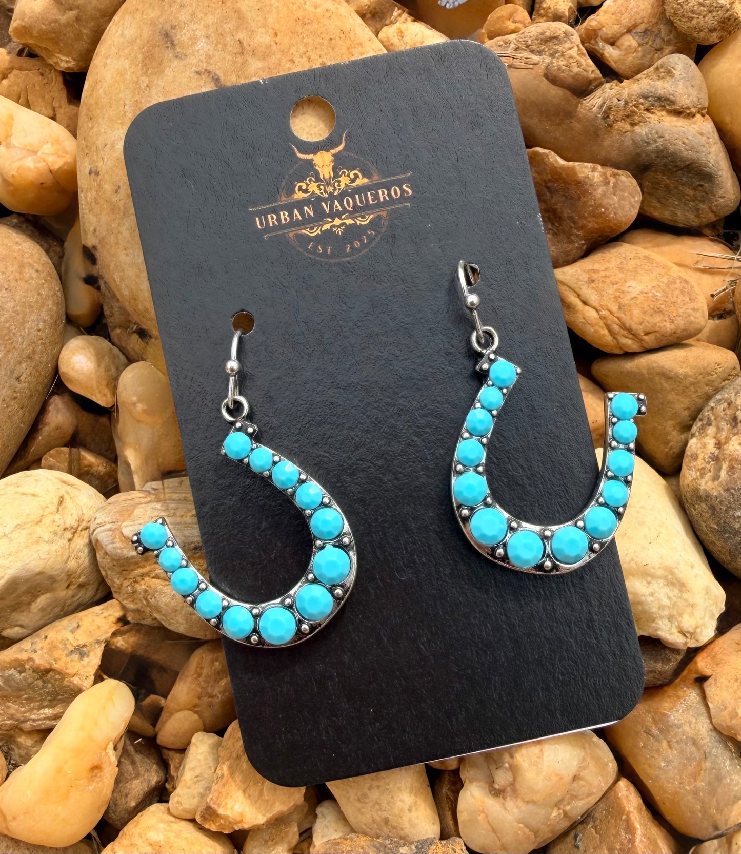 Western Horseshoe Turquoise Earrings