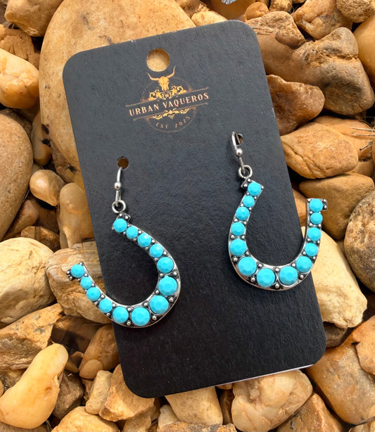 Western Horseshoe Turquoise Earrings