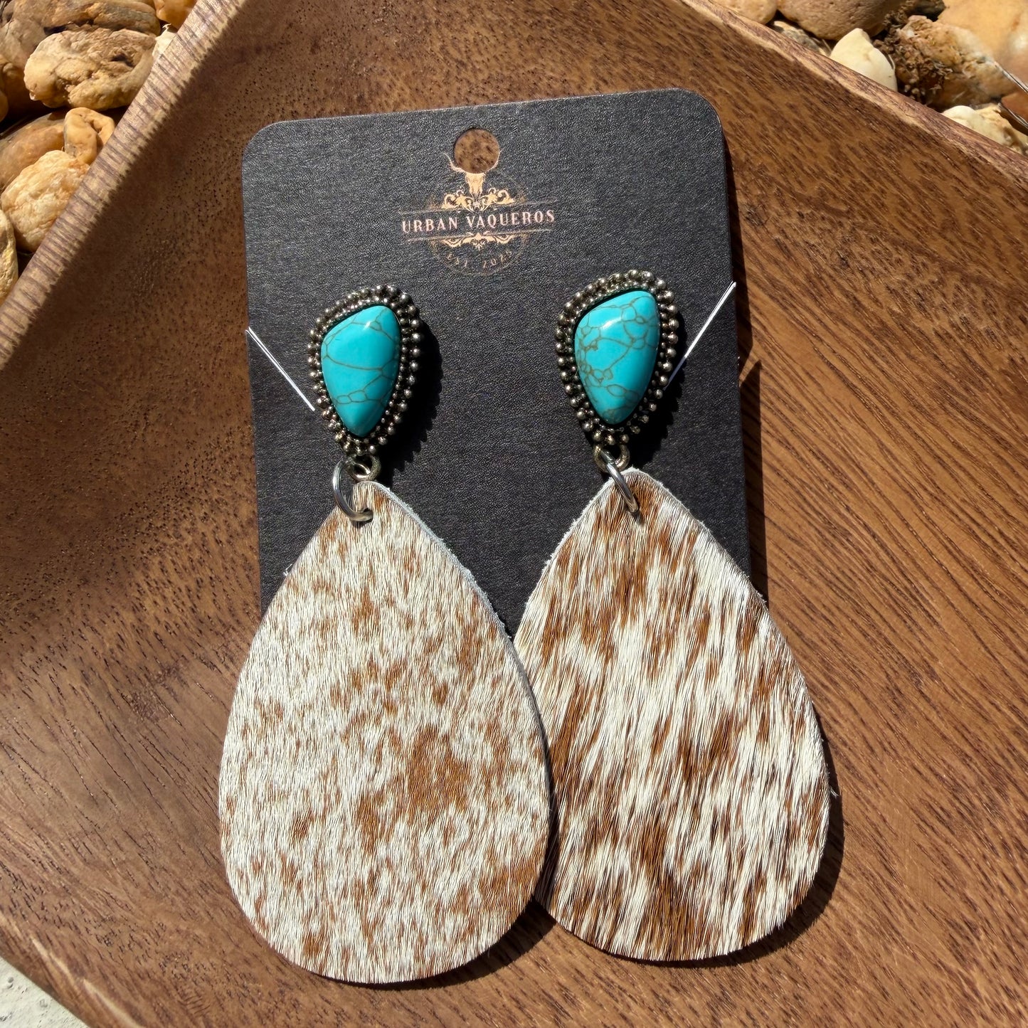 Western Hairon Teardrop Dangling Earrings