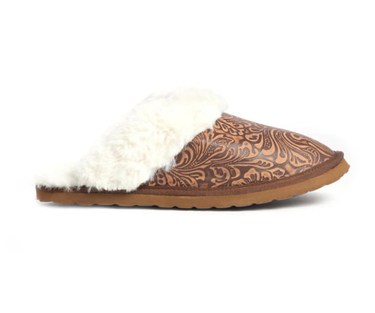 Classic Tooled Leather Slippers