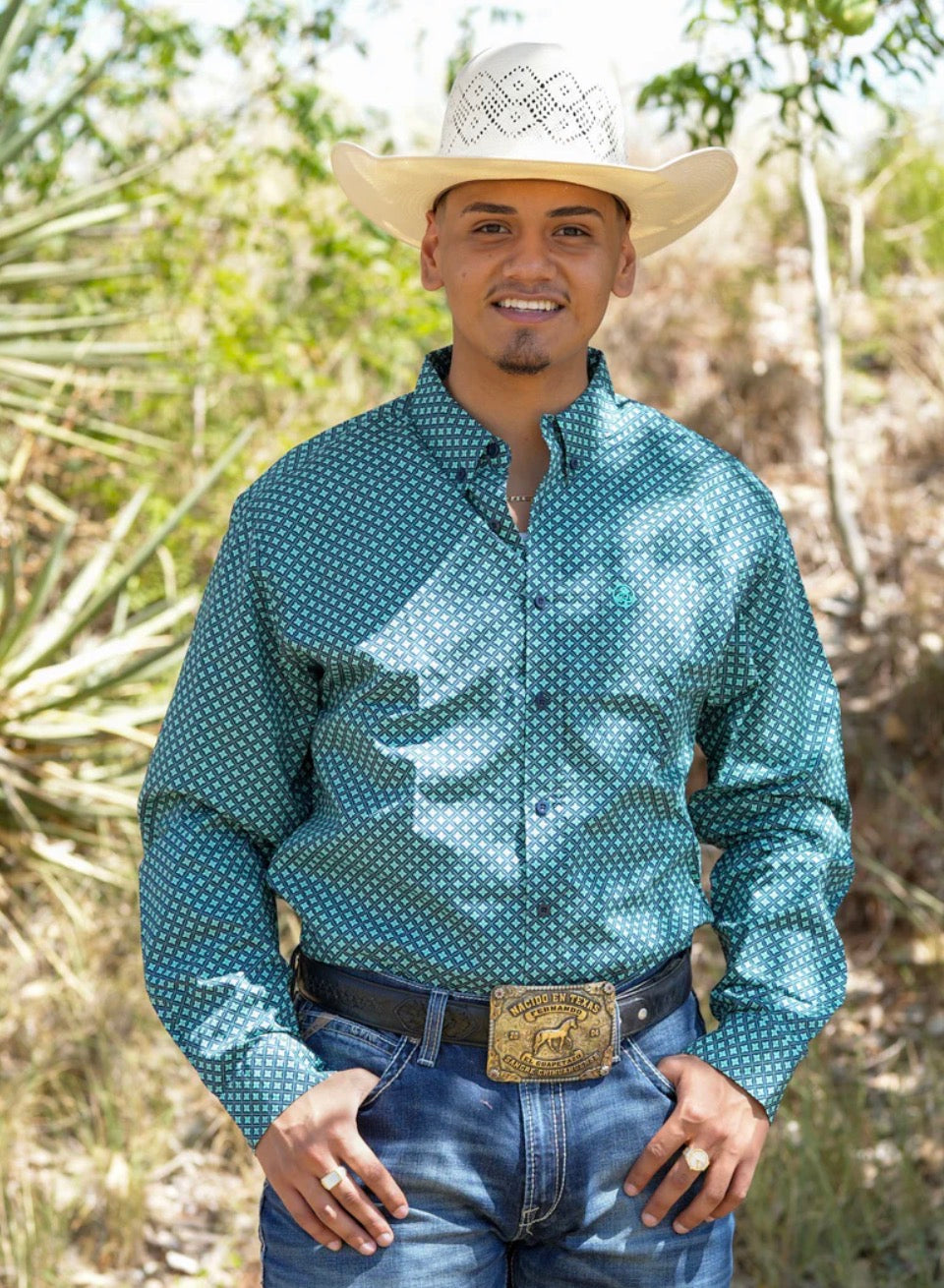Men’s Dark Green Slim Fit Classic Fit Button Up Shirt