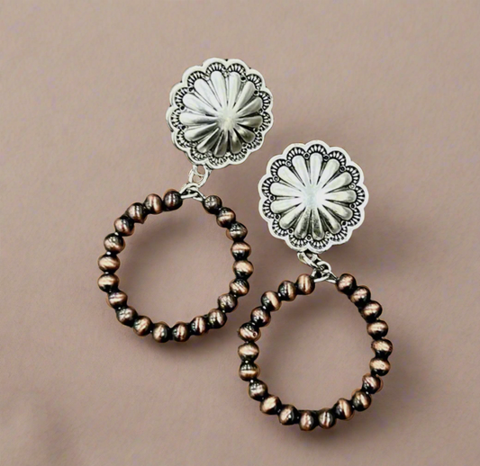 Navajo Bead Hoop
Post Earrings-Copper
