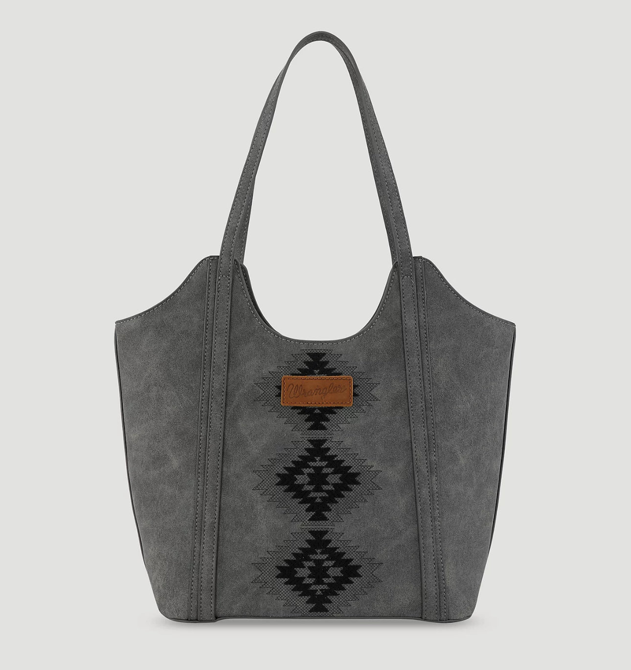 Wrangler Aztec Embroidered Tote Bag and Wallet-Black