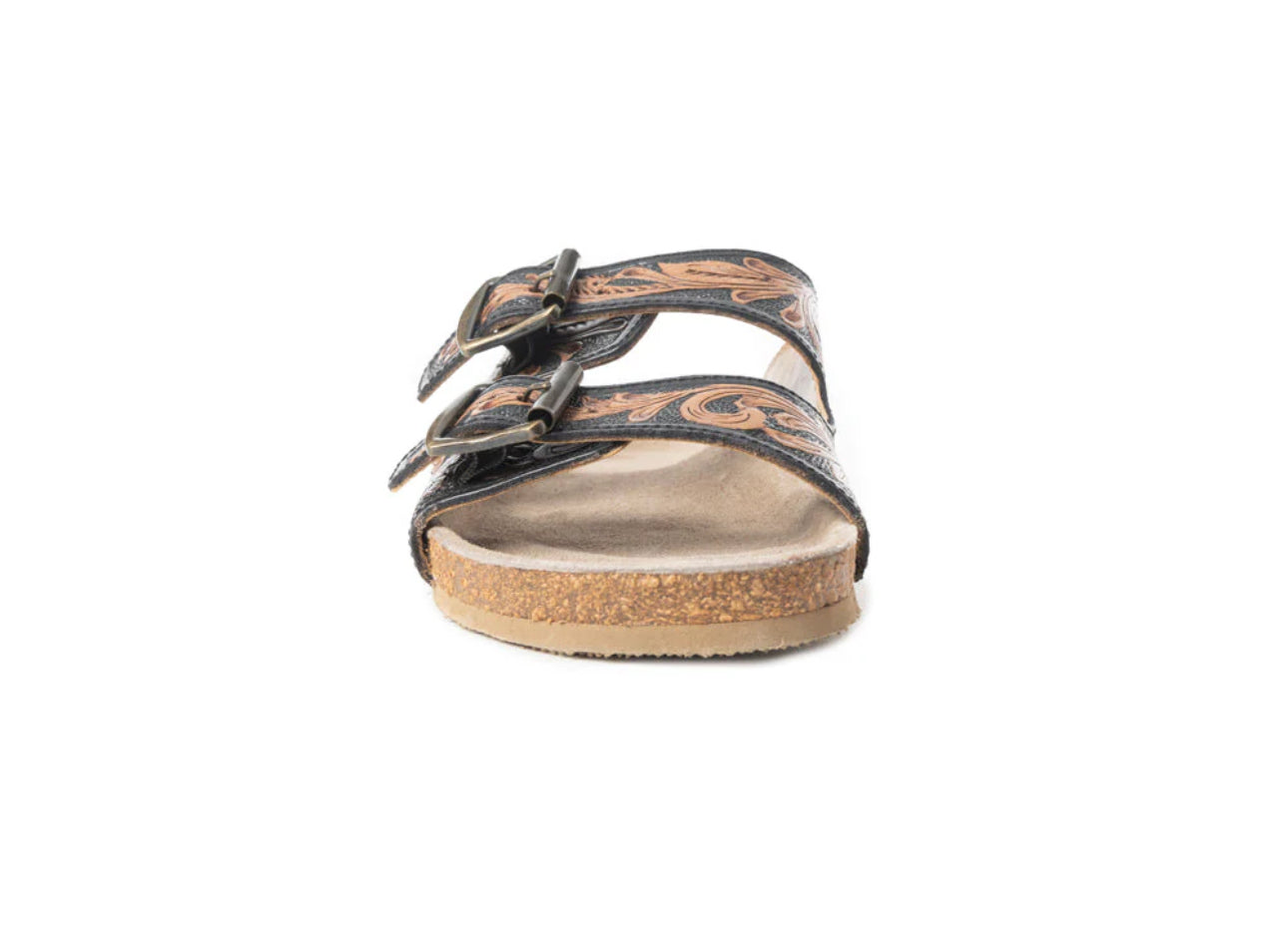 Falling Feather Sandals-Black and Brown