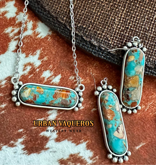 16-inch Gemstone Necklace Earrings Set