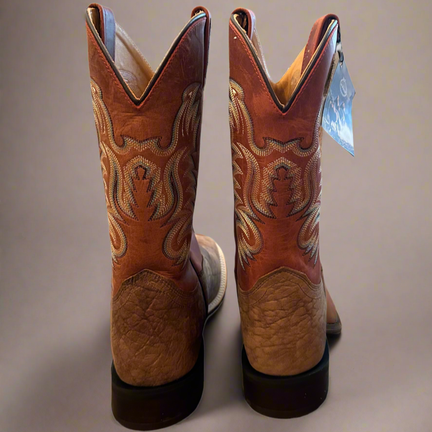 Jama Old West Burnt Orange Waxy Leather-Broad Square Toe Boots
