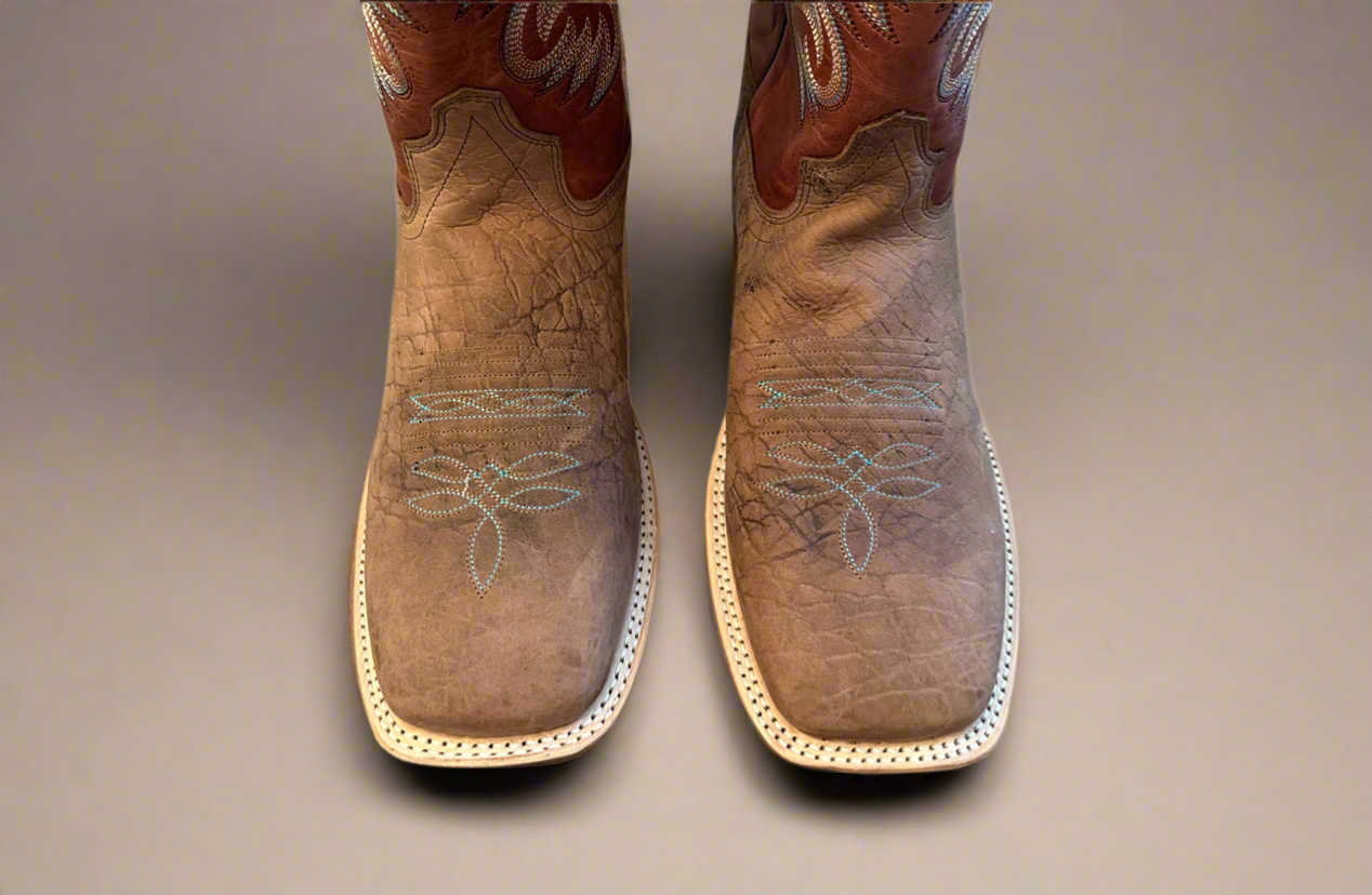 Jama Old West Burnt Orange Waxy Leather-Broad Square Toe Boots