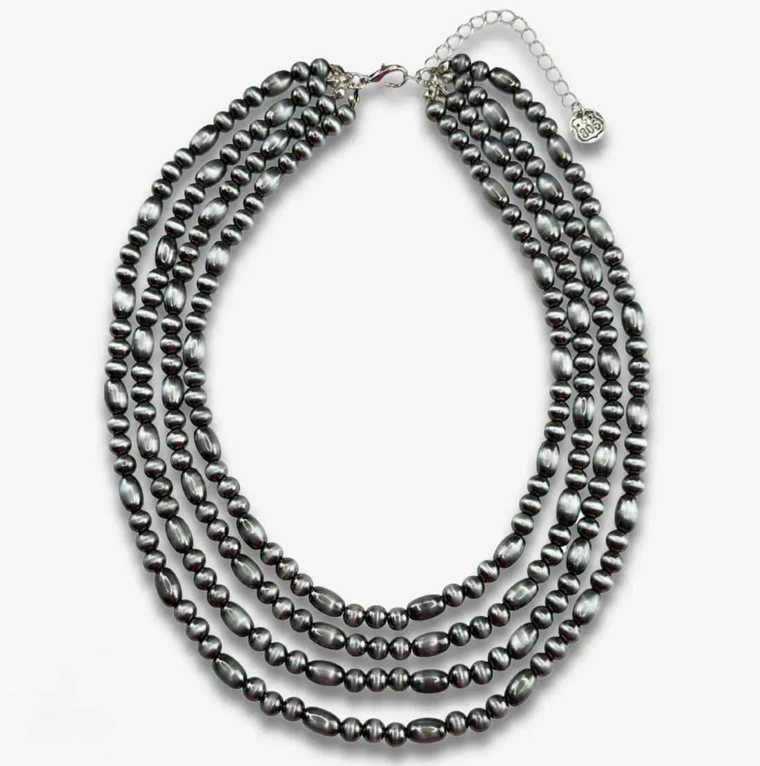 Western Multi-Layer Silver
Bead Necklace