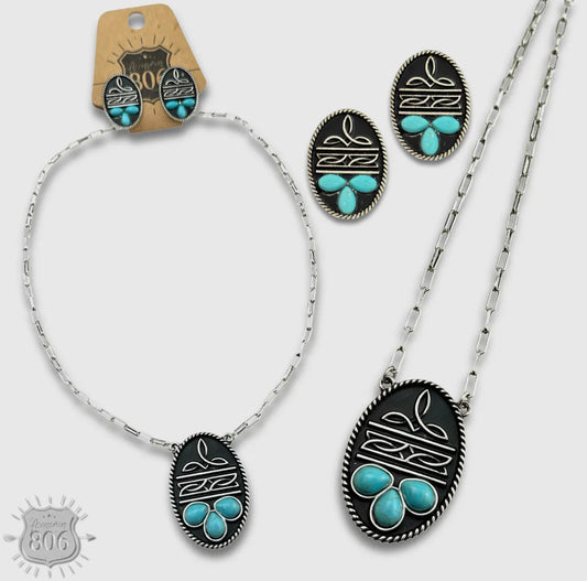 Boot Stitch Necklace and
Earring Set