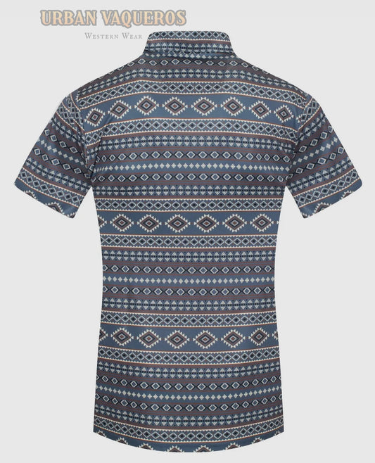Men's Short Sleeve Printed Western Polo Shirt