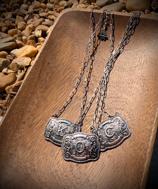 Western Buckle Initial Necklace