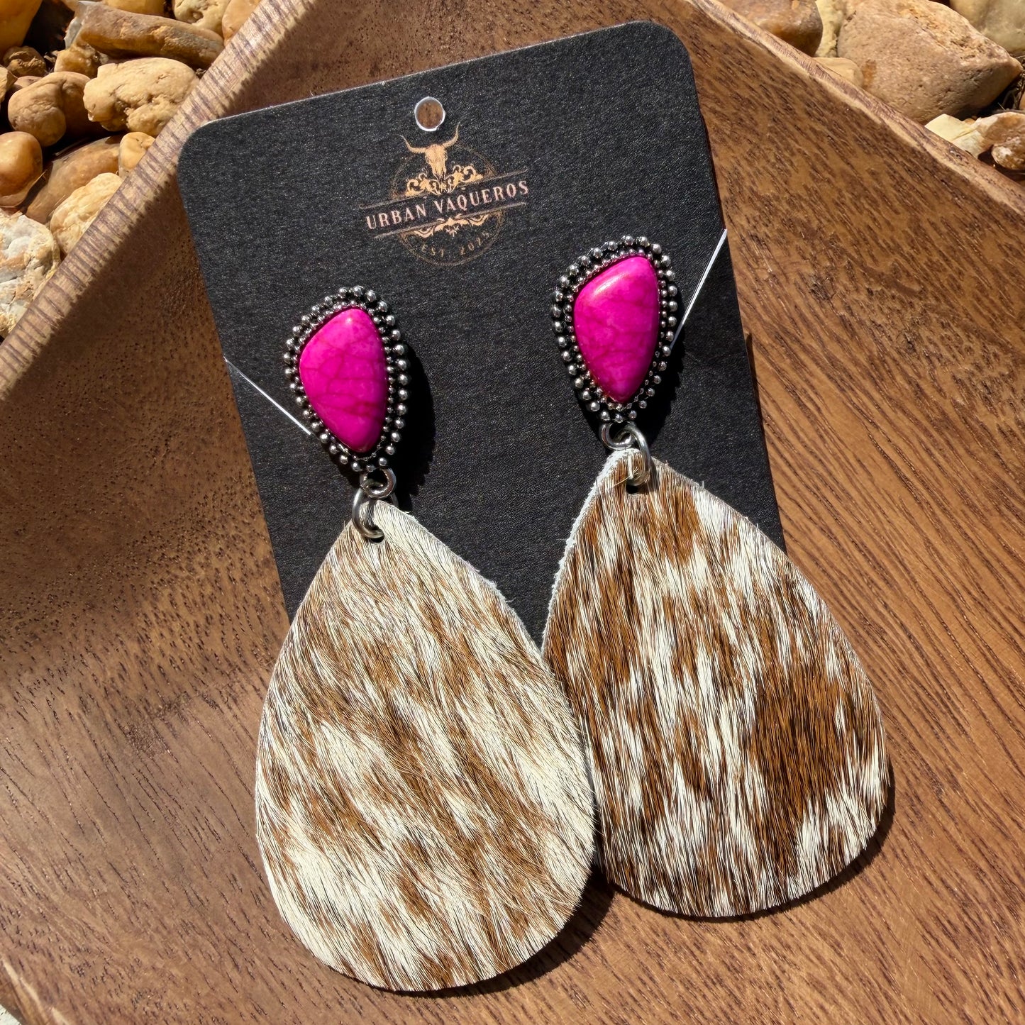 Western Hairon Teardrop Dangling Earrings