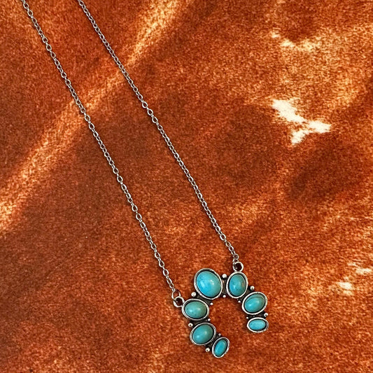 Western Turquoise Squash Blossom Necklace