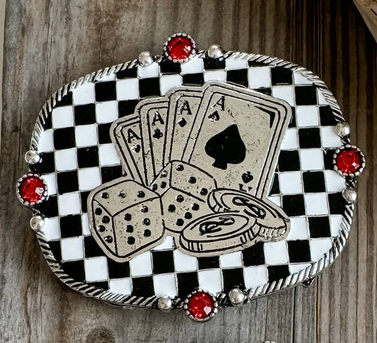 Women’s Western Belt Buckle Checker Checkered Pattern