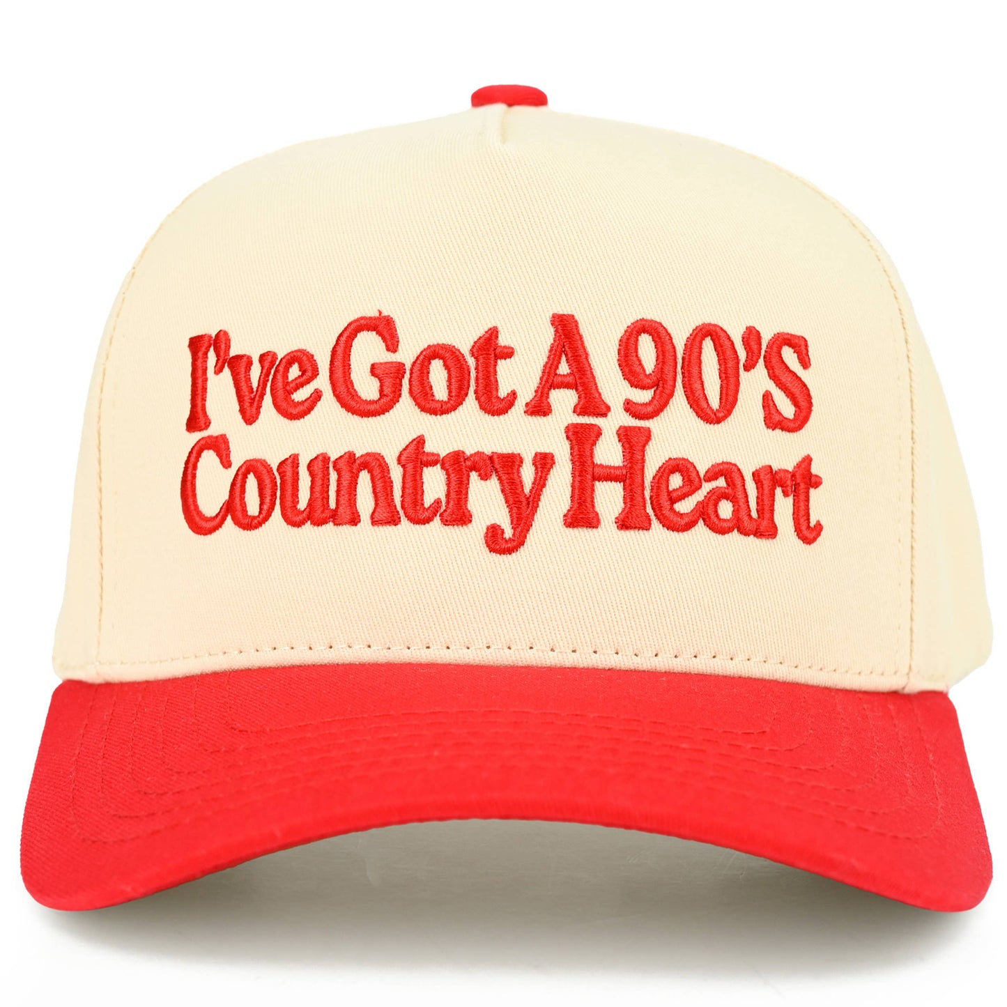 I'VE GOT A 90'S COUNTRY HEART Two Tone Trucker Hat-Red