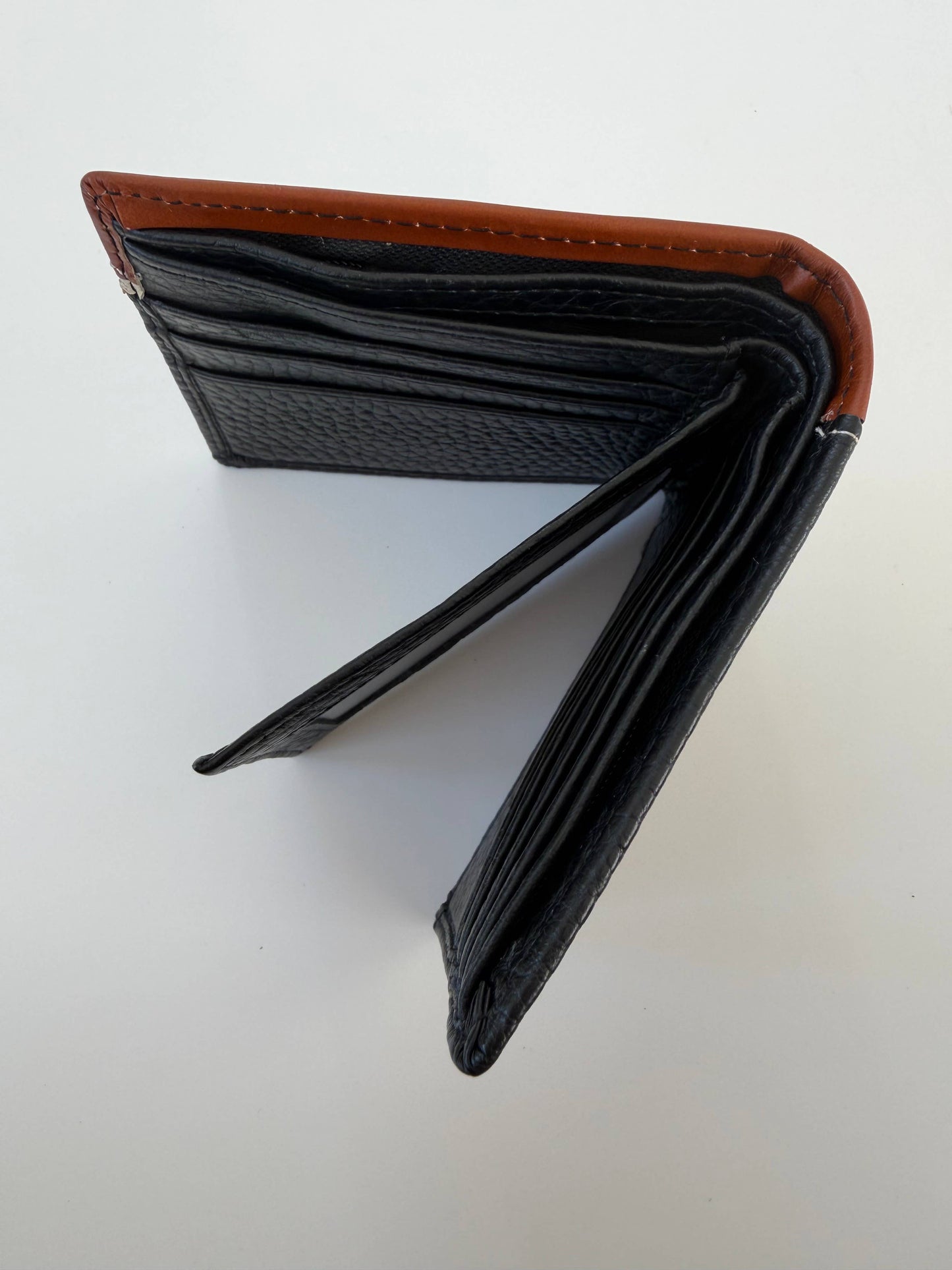 Leather Cowboy Billfold Wallet with Zippered Pocket