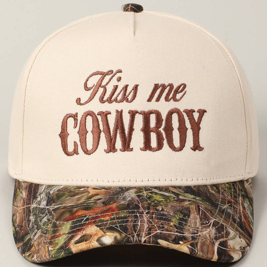 Kiss Me Cowboy Embroidery Two-Tone Trucker Hat
