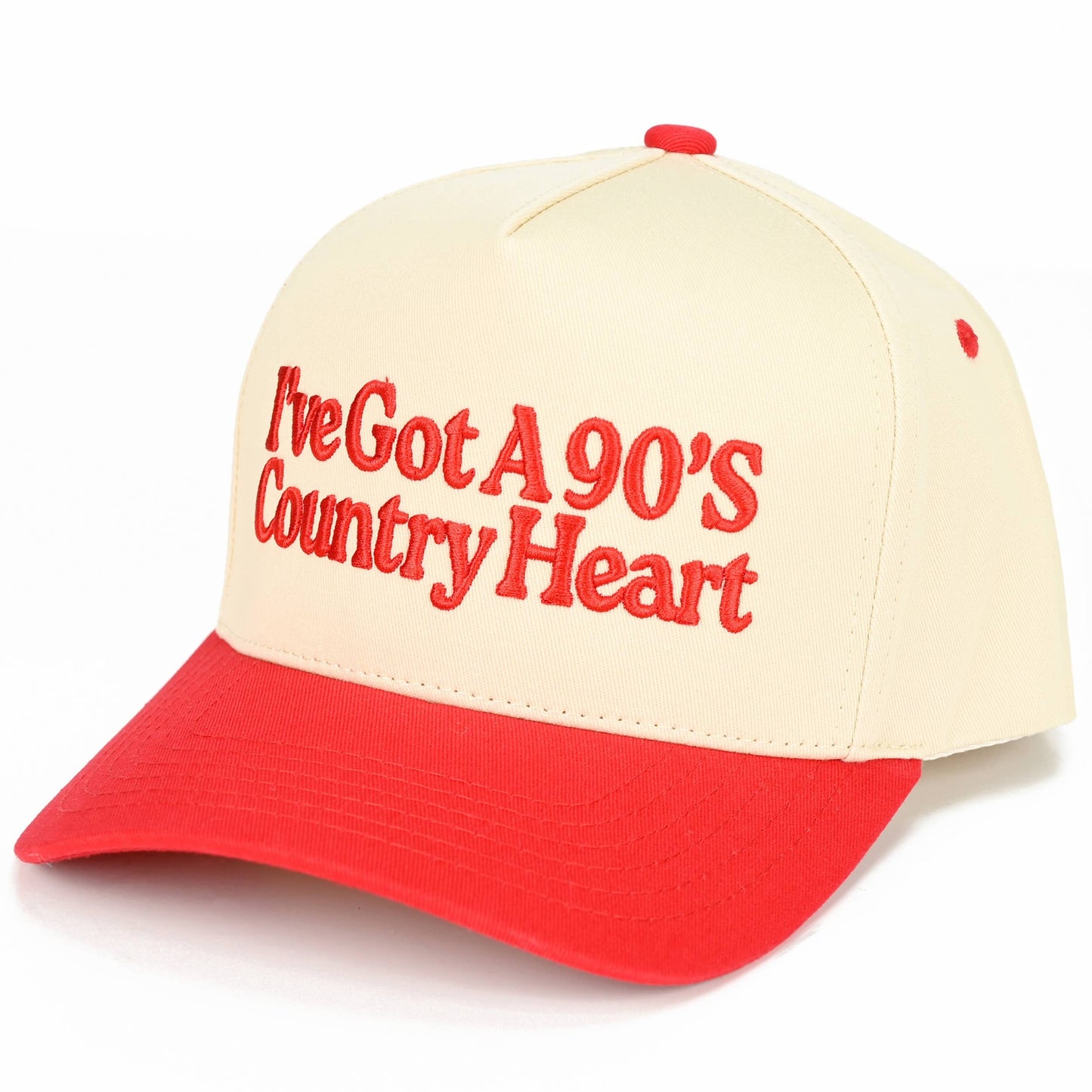 I'VE GOT A 90'S COUNTRY HEART Two Tone Trucker Hat-Red