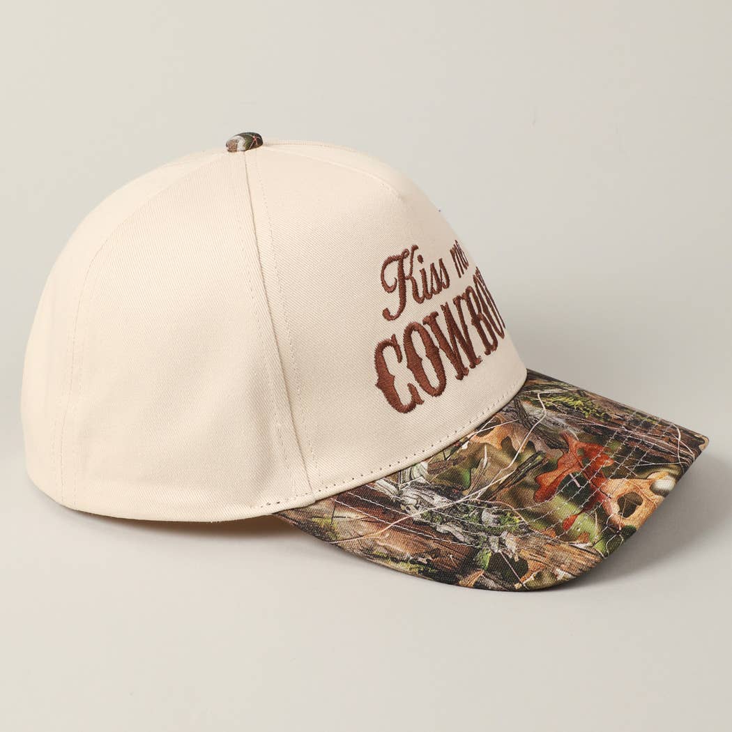 Kiss Me Cowboy Embroidery Two-Tone Trucker Hat