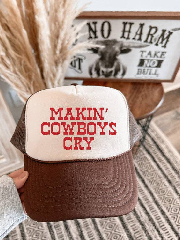 Makin' Cowboys Cry Brown & Tan Trucker Hat